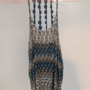 Aeropostale Blue Teal and White Patterned Tank Top